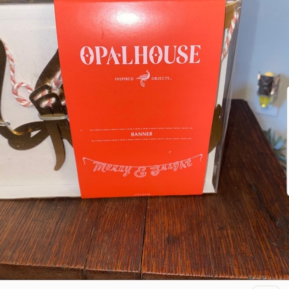 New opalhouse Merry & Bright metallic gold Script banner Garland Christmas - Picture 4 of 10
